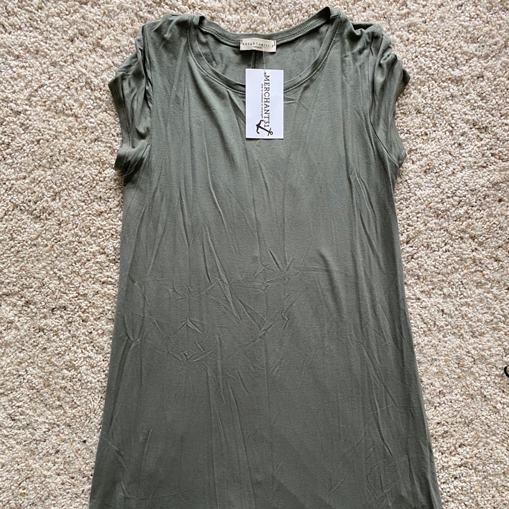 Olive green t shirt dress